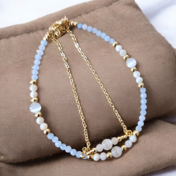 Layered Ankle Bracelets for Women Dainty 18k Gold Plated Anklet - Picture 4 of 6